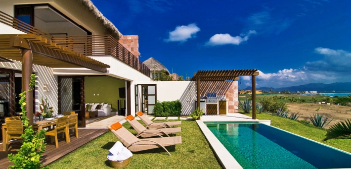 Tranquil Luxury Villa with Ocean Views in Punta Mita - Villa Exterior and Pool by Day