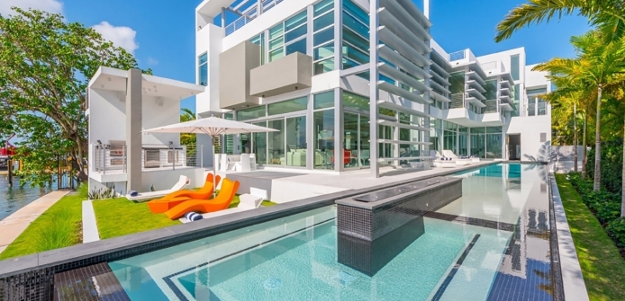 Miami Modern Oceanfront Glass House on Hibiscus Island - Modern Glass Exterior