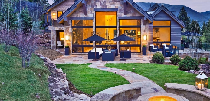 Aspen Modern Luxury Villa with Indoor Pool  - Villa Exterior with Fire Pit