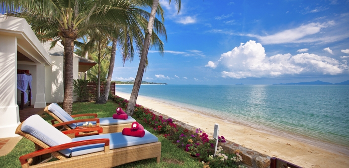 Villa Fragipani Koh Samui Miskawaan Estate - Lounge Chairs with Ocean Views